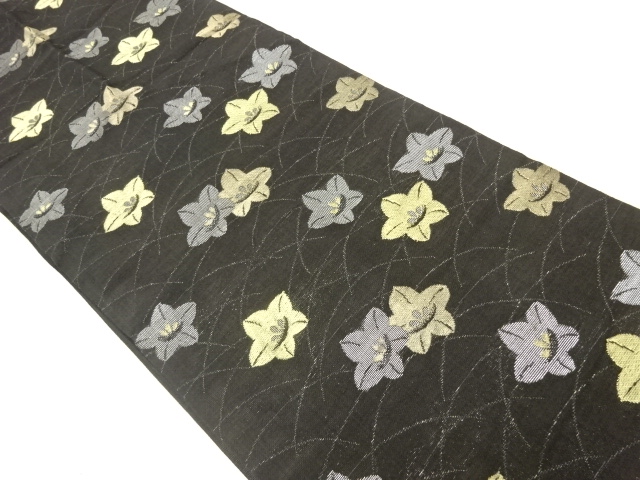 JAPANESE KIMONO / ANTIQUE HIRAKI NAGOYA OBI FOR SUMMER / SILK / WOVEN BALLOON FLOWER